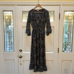 Panni Floral Pattern Dark Blue/Black/Gold Long Maxi Dress